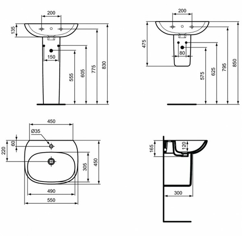 Раковина подвесная Ideal Standard Tesi 55 белый T352301 - 6