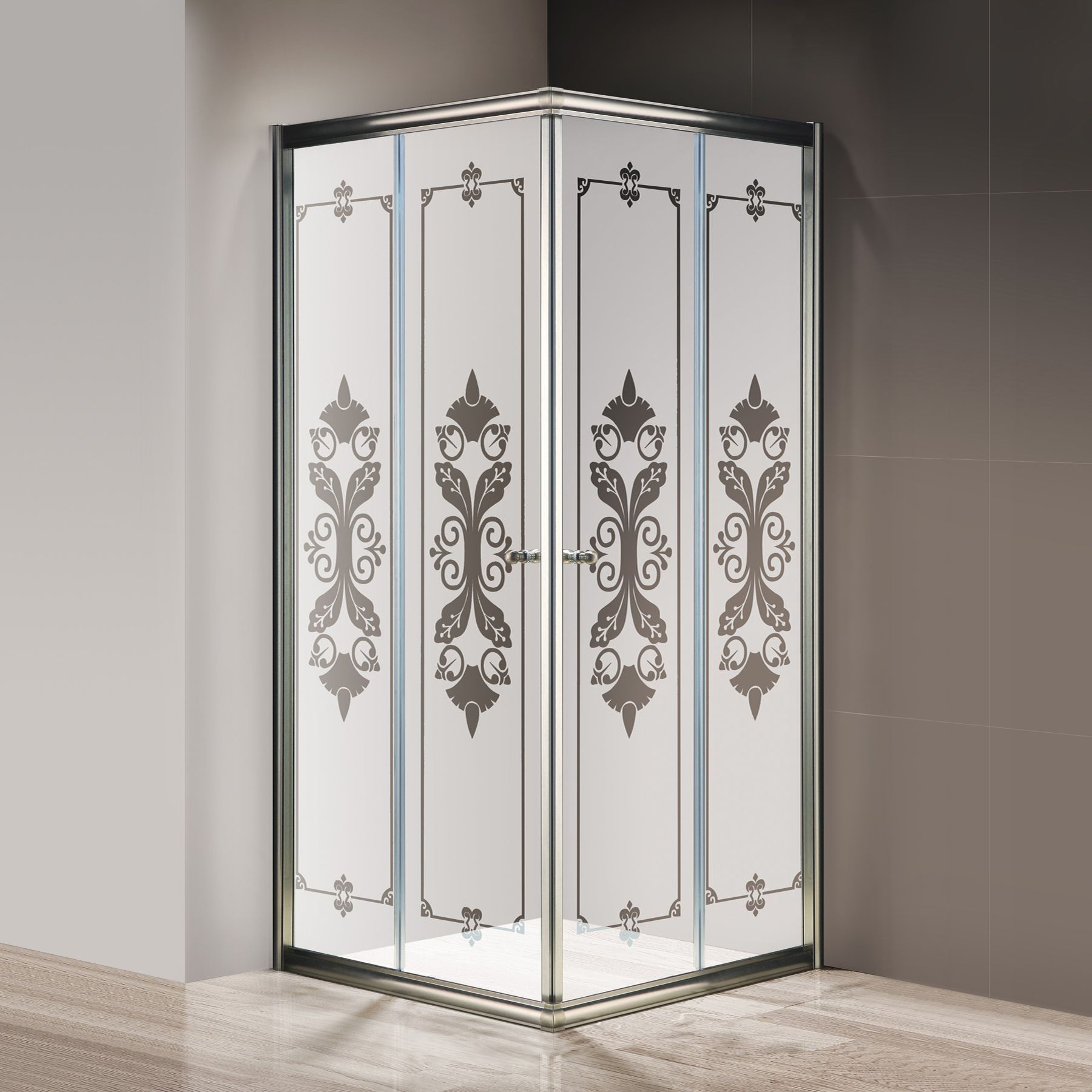 Душевой уголок Cezares Giubileo-A2-90 матовое стекло с узором, бронза GIUBILEO-A-2-90-SCORREVOLE-PP-Br - 0