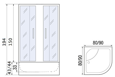 Душевое ограждение с поддоном River Don 80/43 MT  10000008302 - 1