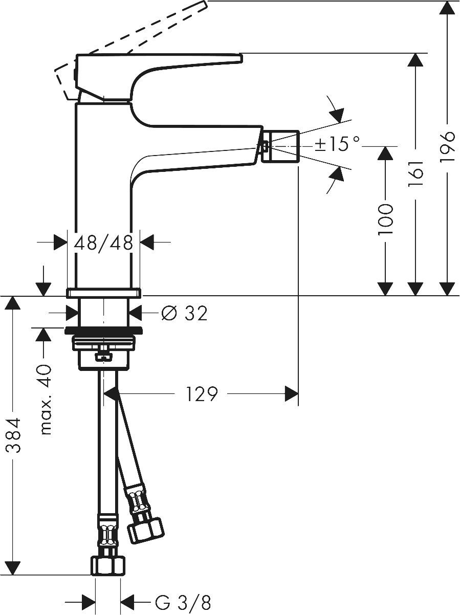 Смеситель Hansgrohe Metropol 32520140 для биде, с донным клапаном Push-Open - 1