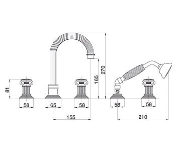 Смеситель для ванны Cezares Aphrodite  APHRODITE-BVD-03/24-O - 2