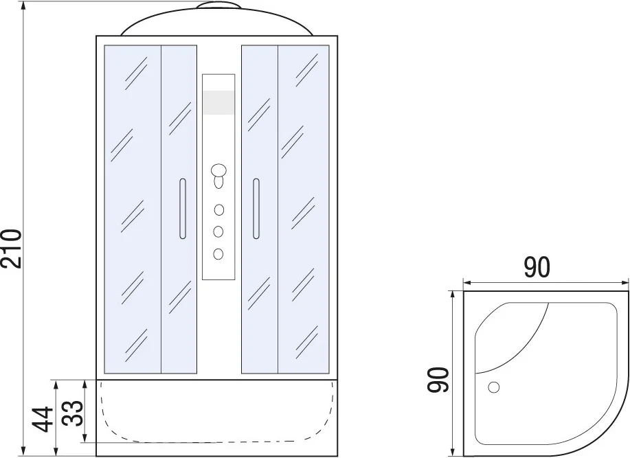 Душевая кабина с поддоном River Desna XL 90/44 MT  10000006137 - 2