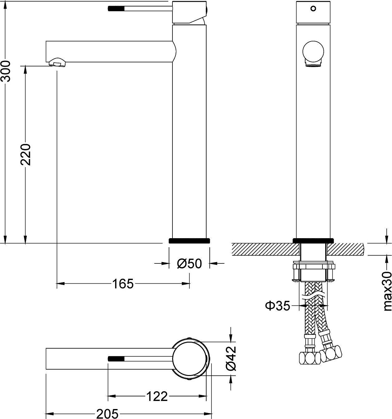 Смеситель Timo Saona 2311/03F для раковины, черный - 1