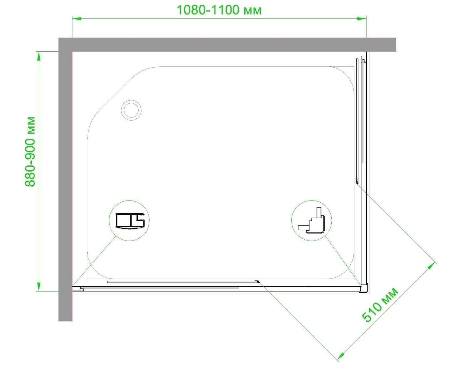 Душевой уголок Royal Bath HPD 110x90 профиль черный стекло матовое RB9110HPD-C-BL - 3