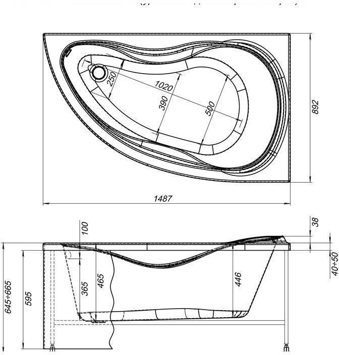 Акриловая ванна Aquanet Maldiva 148.4x89.2 см (00204002) - 2