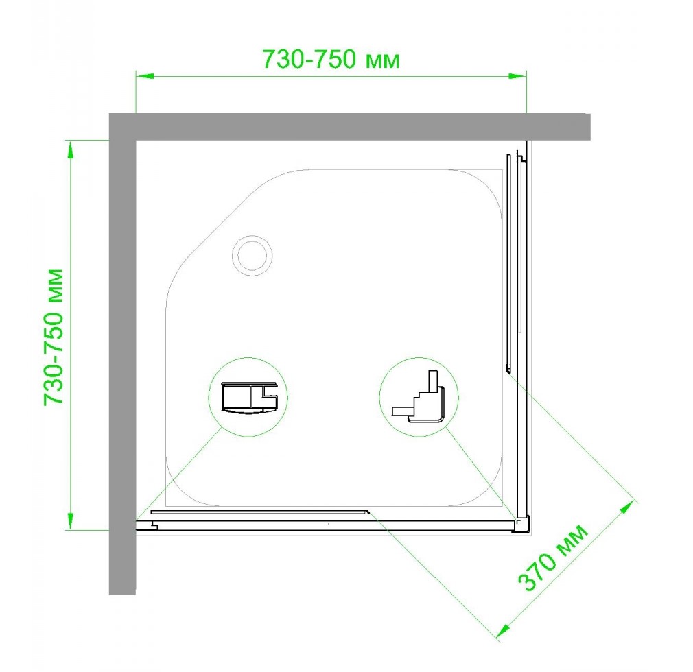 Душевой уголок Royal Bath HPD 75x75 профиль черный стекло прозрачное RB75HPD-T-BL - 4