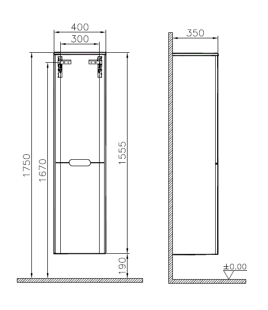 Шкаф-пенал Vitra Sento 40 L с корзиной для белья матовый серый 60856 - 4