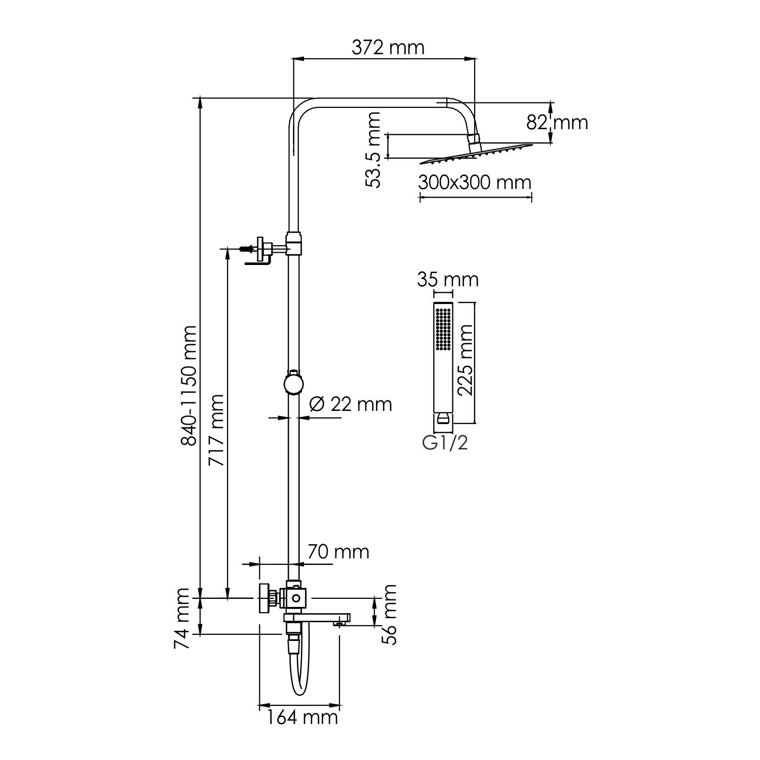 Душевая система WasserKraft 30 с термостатом хром  A199.118.103.087.CH Thermo - 2