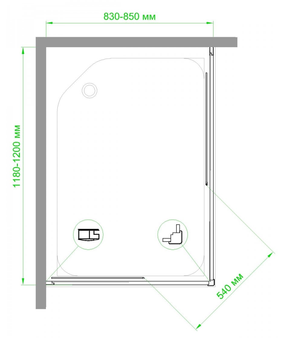 Душевой уголок Royal Bath HPD 85x120 профиль черный стекло матовое RB1285HPD-C-BL - 3