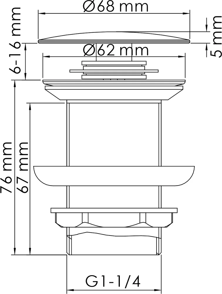 Донный клапан для раковины Wasserkraft хром A244 - 1