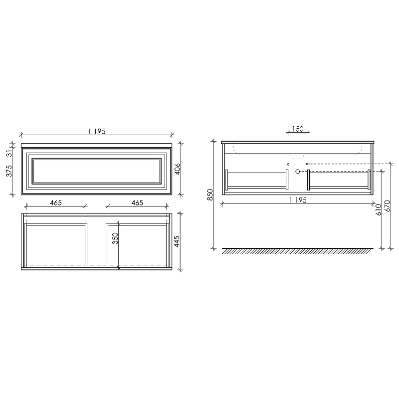 Тумба под раковину Sancos Very 119х40 темно-бежевая VR120SM - 3