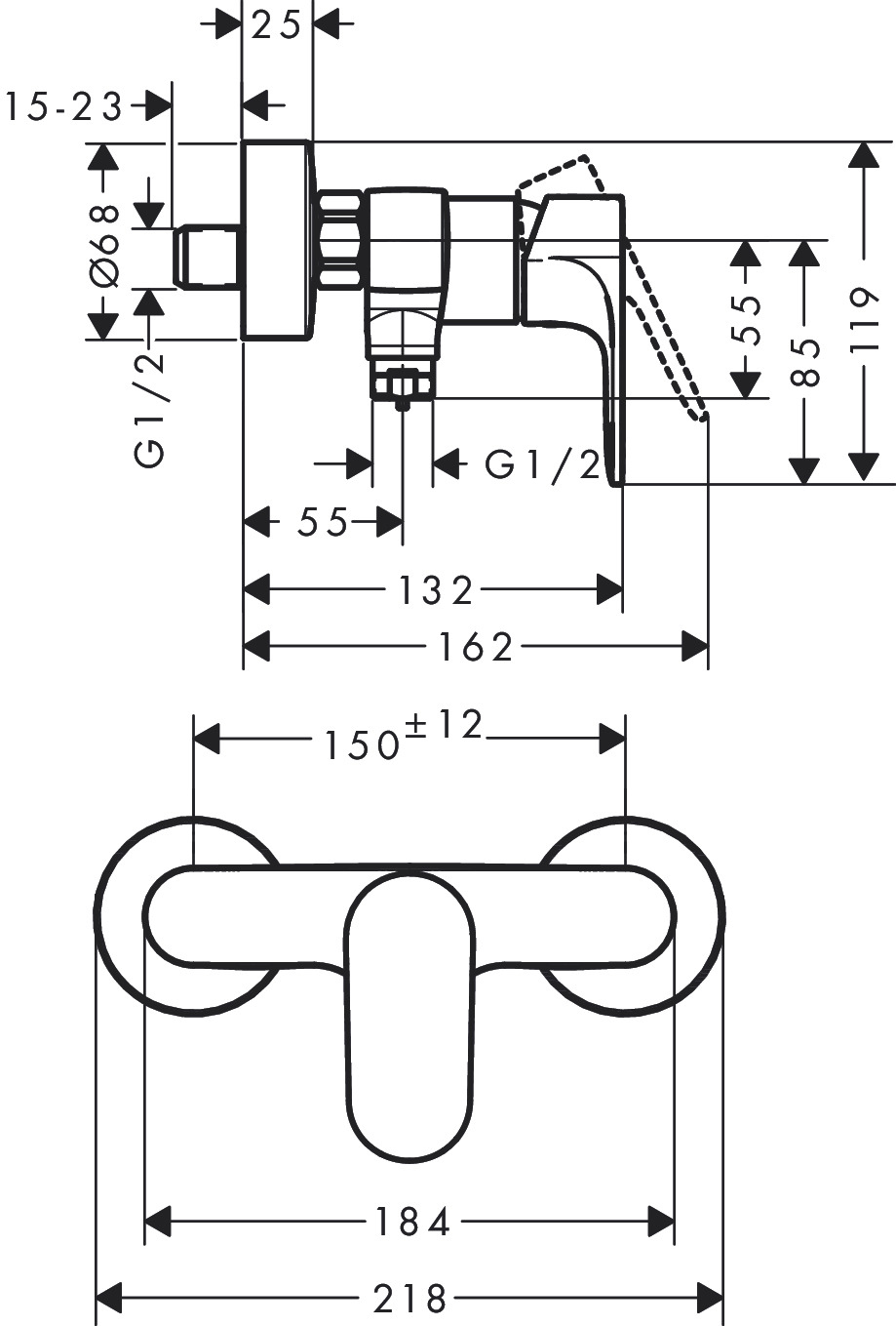 Смеситель для душа Hansgrohe Rebris S 72640000 хром - 3