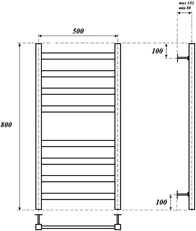 Полотенцесушитель электрический Point Меркурий 50х80 черный PN83158BE - 1