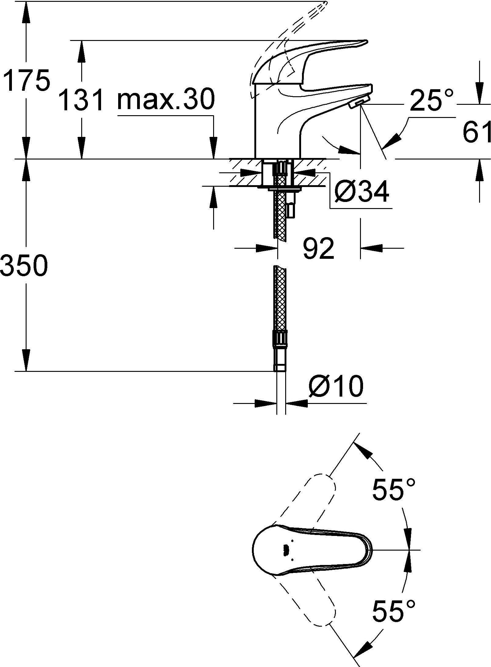 Смеситель Grohe Euroeco 32734000 для раковины - 3