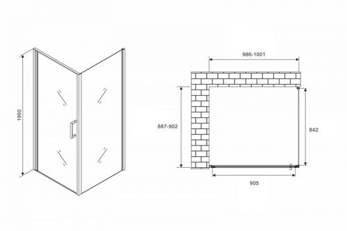 Душевой уголок Abber Sonnenstrand 100х90 черный, матовый  AG04100B-S90B - 2