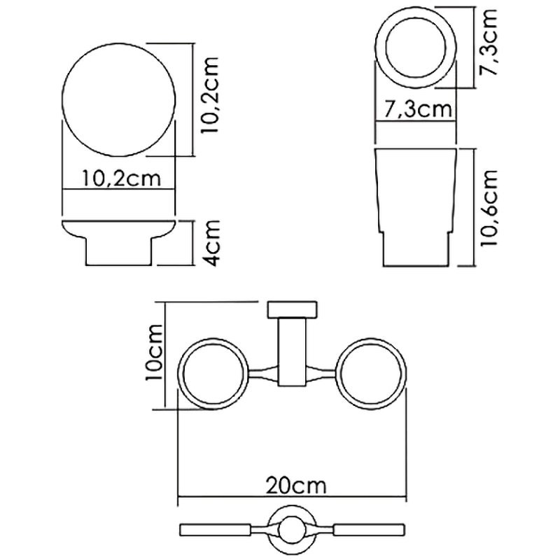 Стакан для зубных щеток и мыльница Wasserkraft хром - белый K-28226 - 2