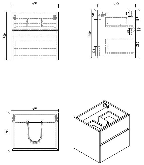 Тумба под раковину BelBagno Pietra Mini 50 темное дерево PIETRA MINI-500AS-2C-SO-PT - 3