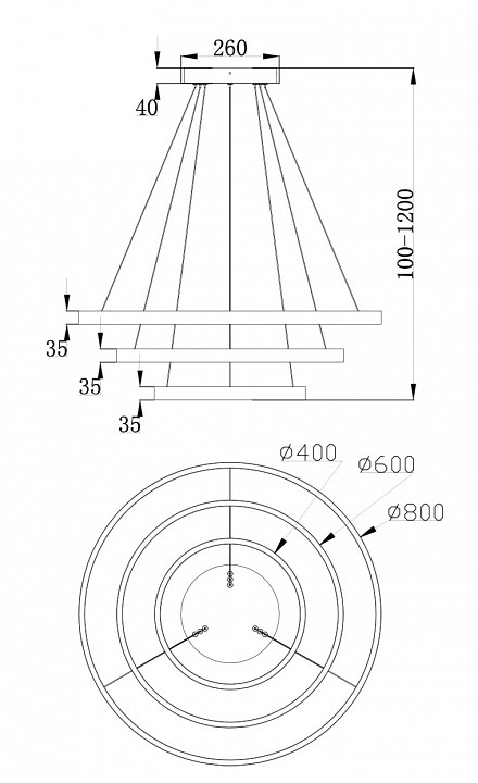 Подвесной светодиодный светильник Maytoni Rim MOD058PL-L100B4K - 5