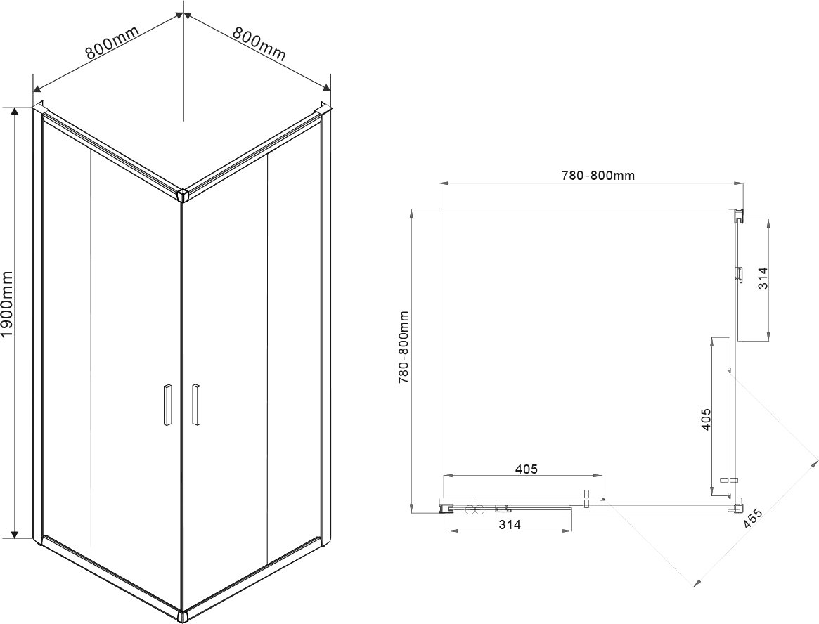 Душевой уголок Vincea Garda VSS-1G800CL 80x80, профиль хром, стекло прозрачное - 6