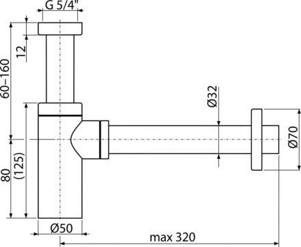 Сифон для умывальника DN32 DESIGN цельнометаллический, круглый, белый, A400B  A400B - 1