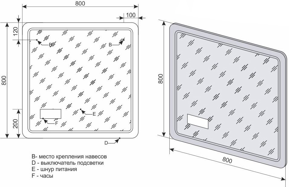 Зеркало Style Line Атлантика 80 с подсветкой и часами СС-00000671 - 3