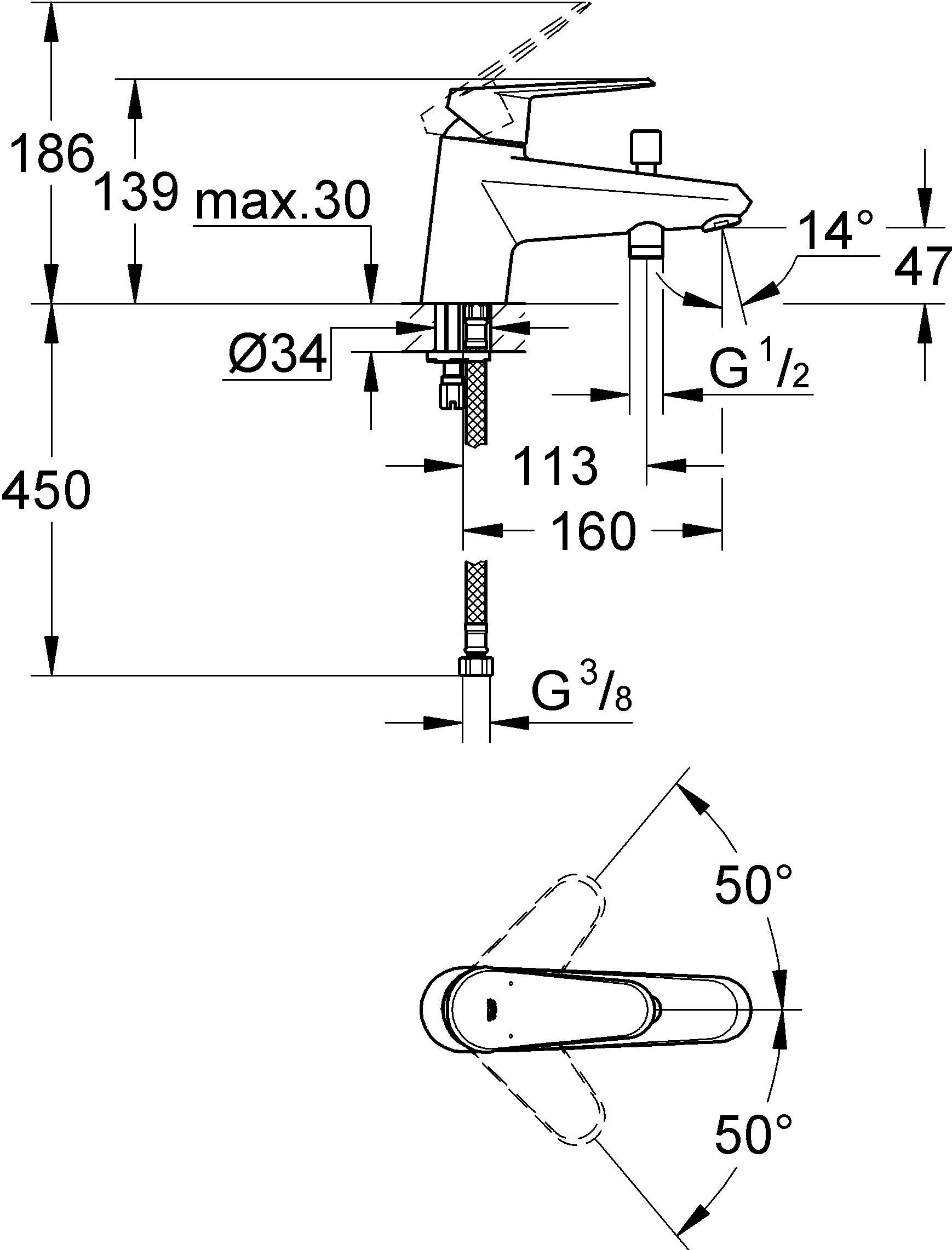 Смеситель Grohe Eurodisc Cosmopolitan 33192002 для ванны с душем - 2