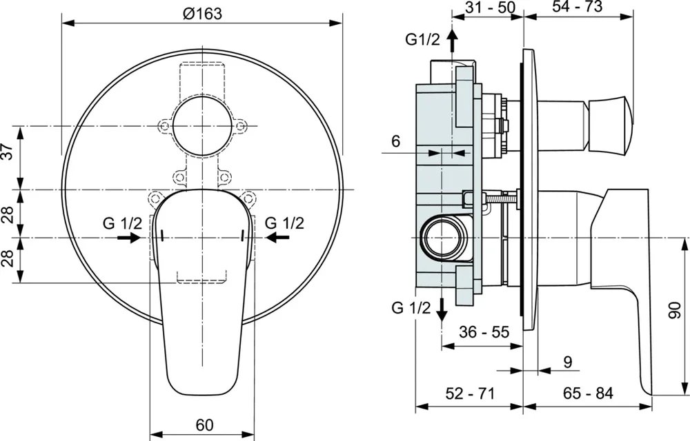 Смеситель для ванны с душем Ideal Standard Ceraplan lll хром A6383AA - 2