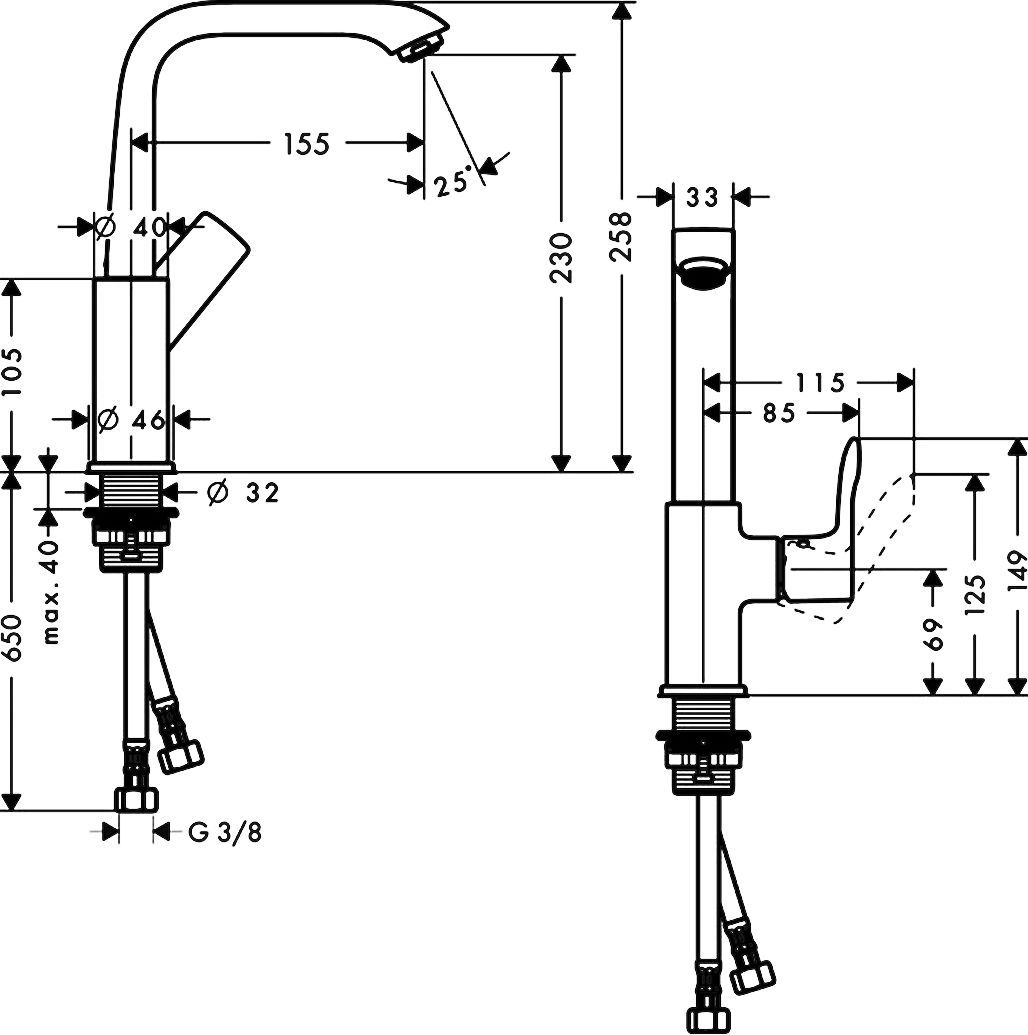 Смеситель Hansgrohe Metris 31187000 для раковины - 3