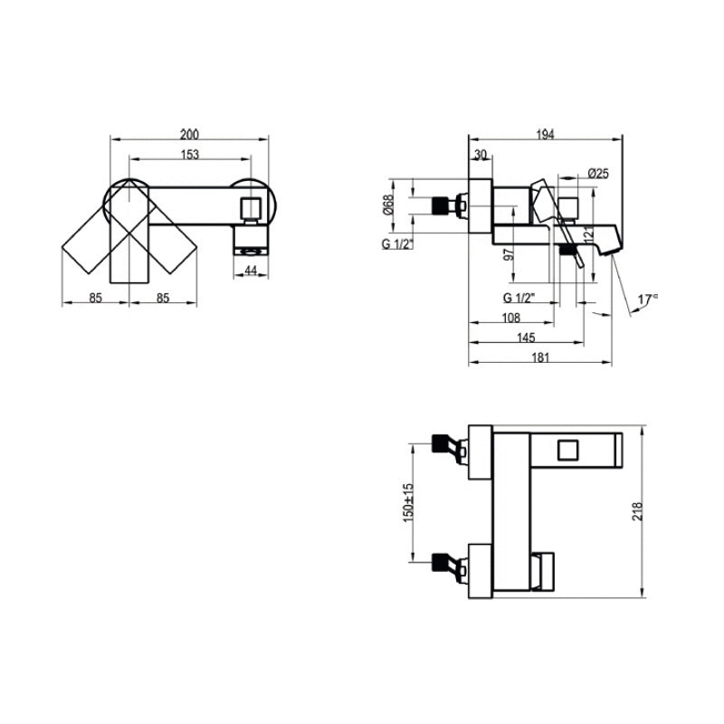 Смеситель для ванны Villeroy & Boch Classic хром TVT10150100061 - 1