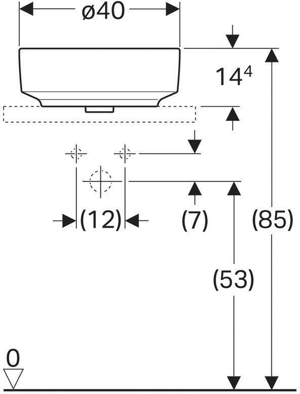 500.768.01.2 VariForm Раковина с установкой на столешницу круглой формы, D=40 см, без отв. под смеситель, без отв. перелива - 1