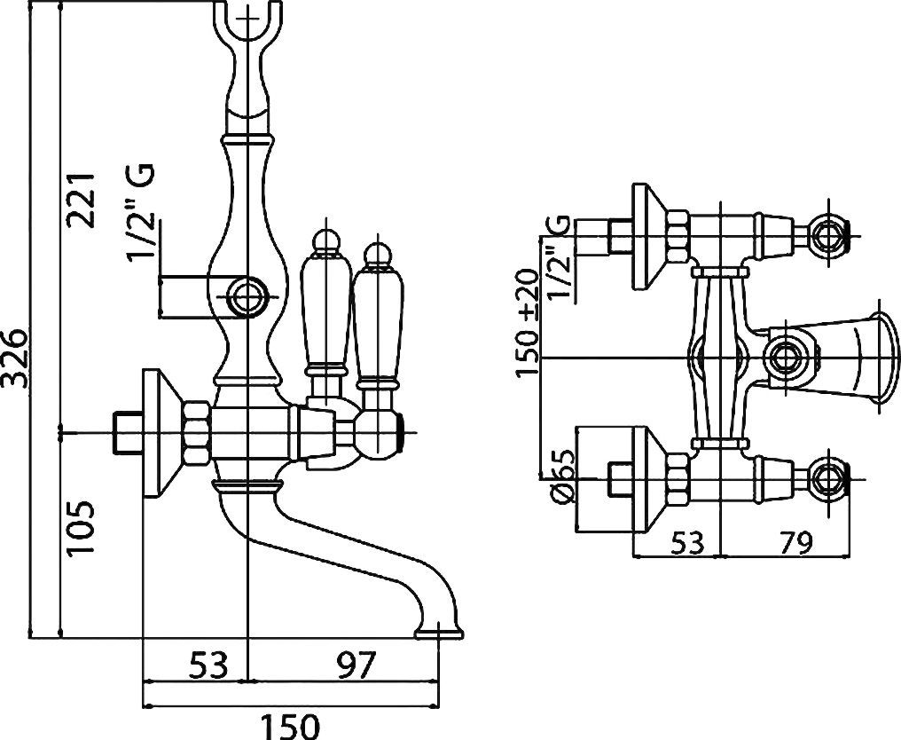 Смеситель Cezares First FIRST-VD-01-Bi для ванны с душем - 1