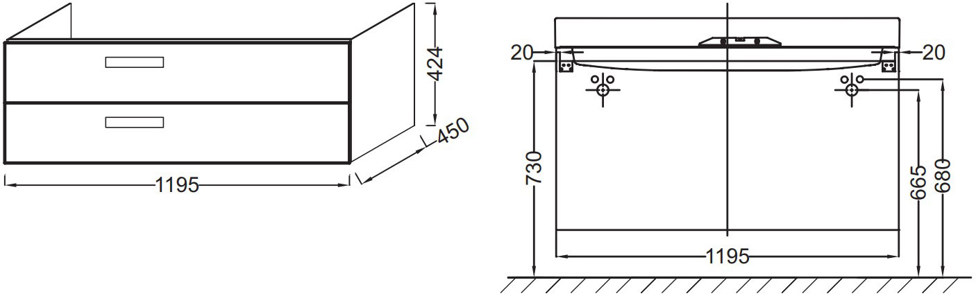 Тумба для комплекта Jacob Delafon Rythmik 120 EB1305-G1C - 2