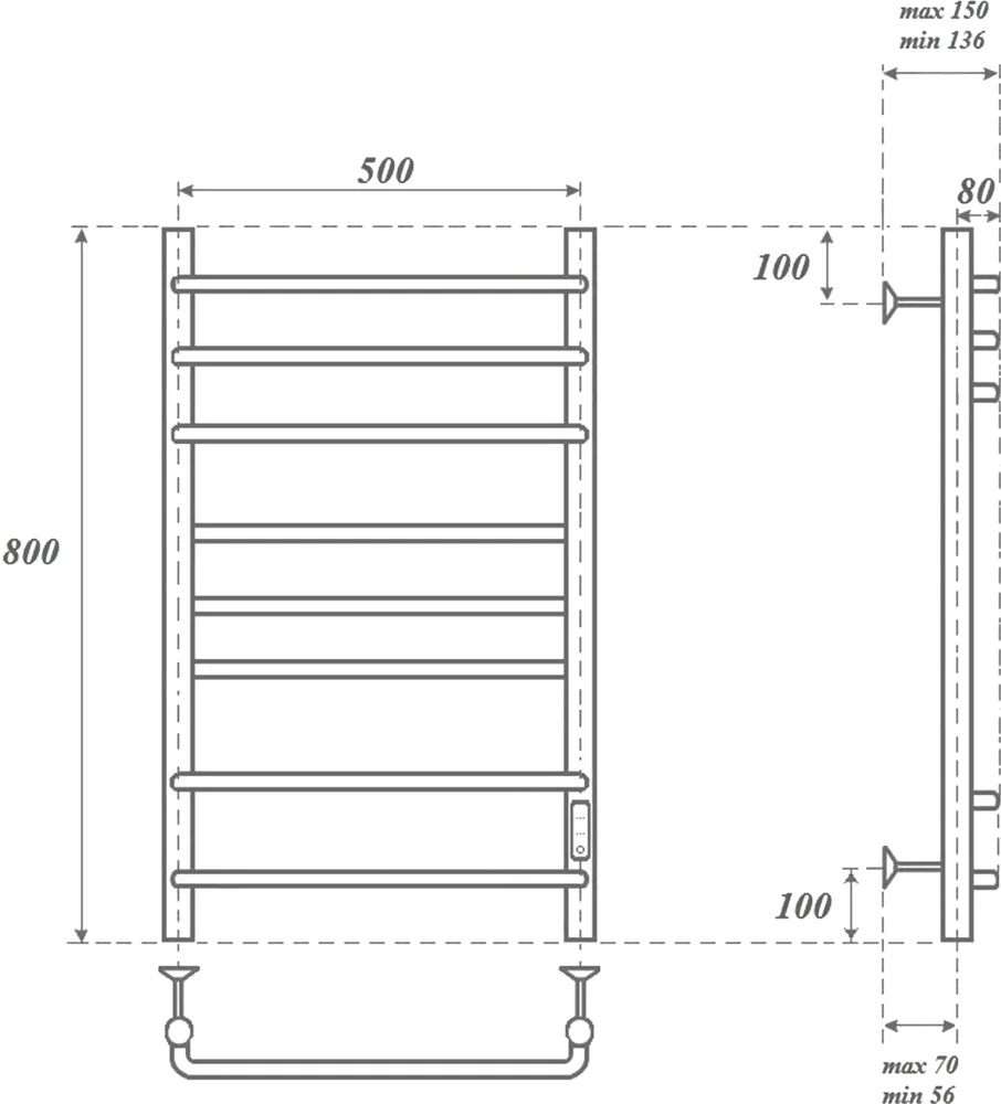 Полотенцесушитель электрический Point Сатурн 50х80 белый PN90858W - 1