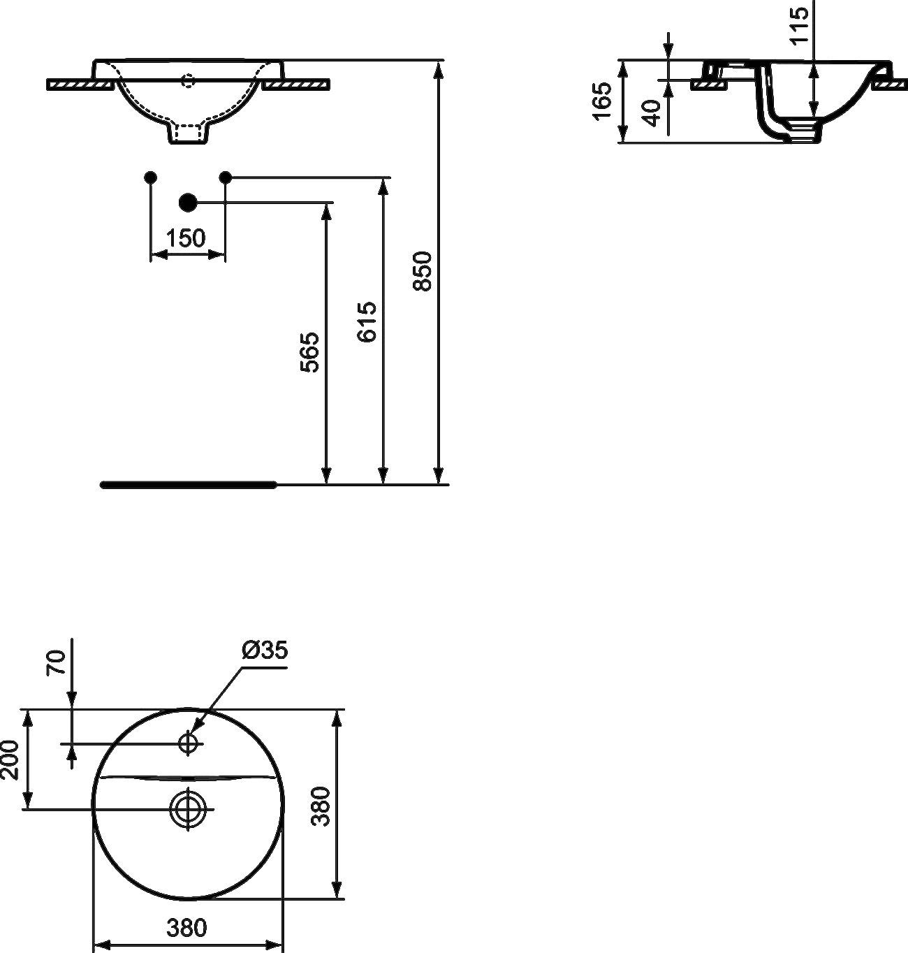 Встраиваемая раковина Ideal Standard Connect 38 см  E504101 - 2