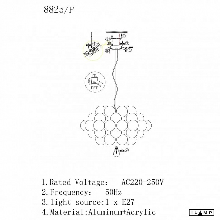 Подвесной светильник iLamp Baly 8825P/1 RGL - 2