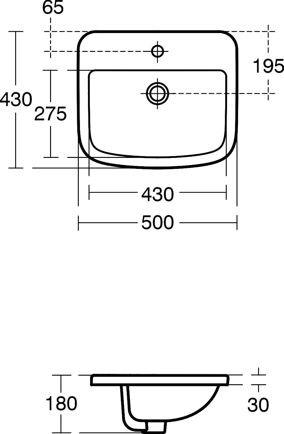 Раковина встраиваемая Ideal Standard Tempo 50 белый T059201 - 2