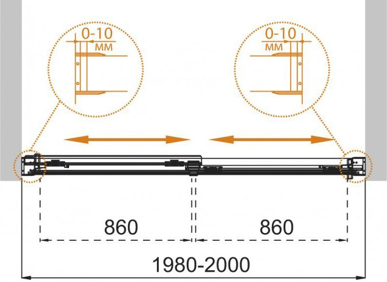 Шторка на ванну Cezares Tandem Soft VF 2 200/145 C Cr IV стекло прозрачное TANDEM-SOFT-VF-2-200/145-C-Cr-IV - 4