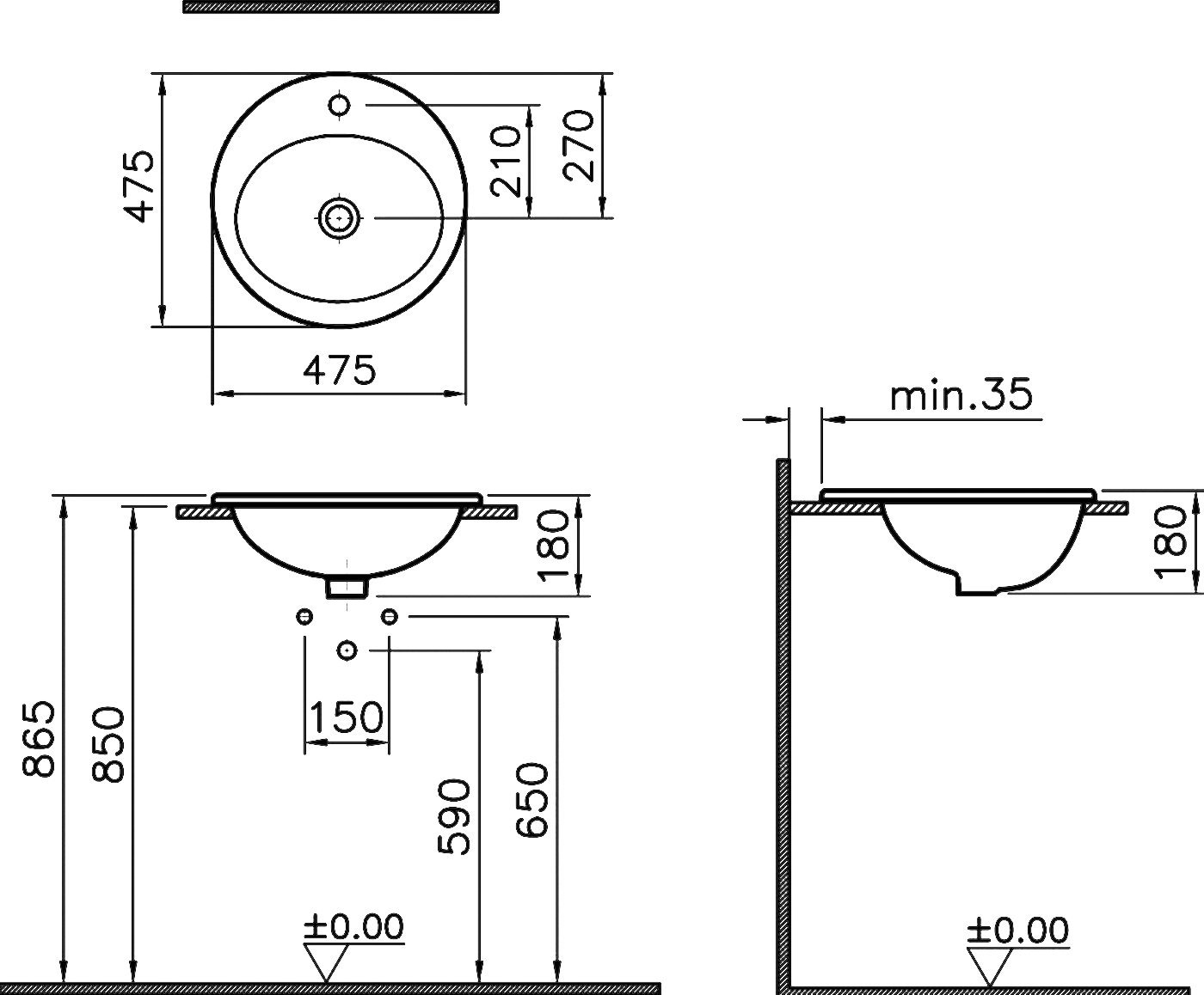 Рукомойник VitrA 5467B003 5467B003-0001 - 2