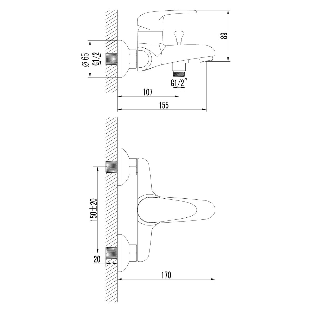 Смеситель для ванны Lemark Pramen хром  LM3302C - 1