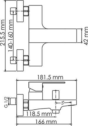 Смеситель Wasserkraft Abens 2001 для ванны с душем, черный матовый - 1