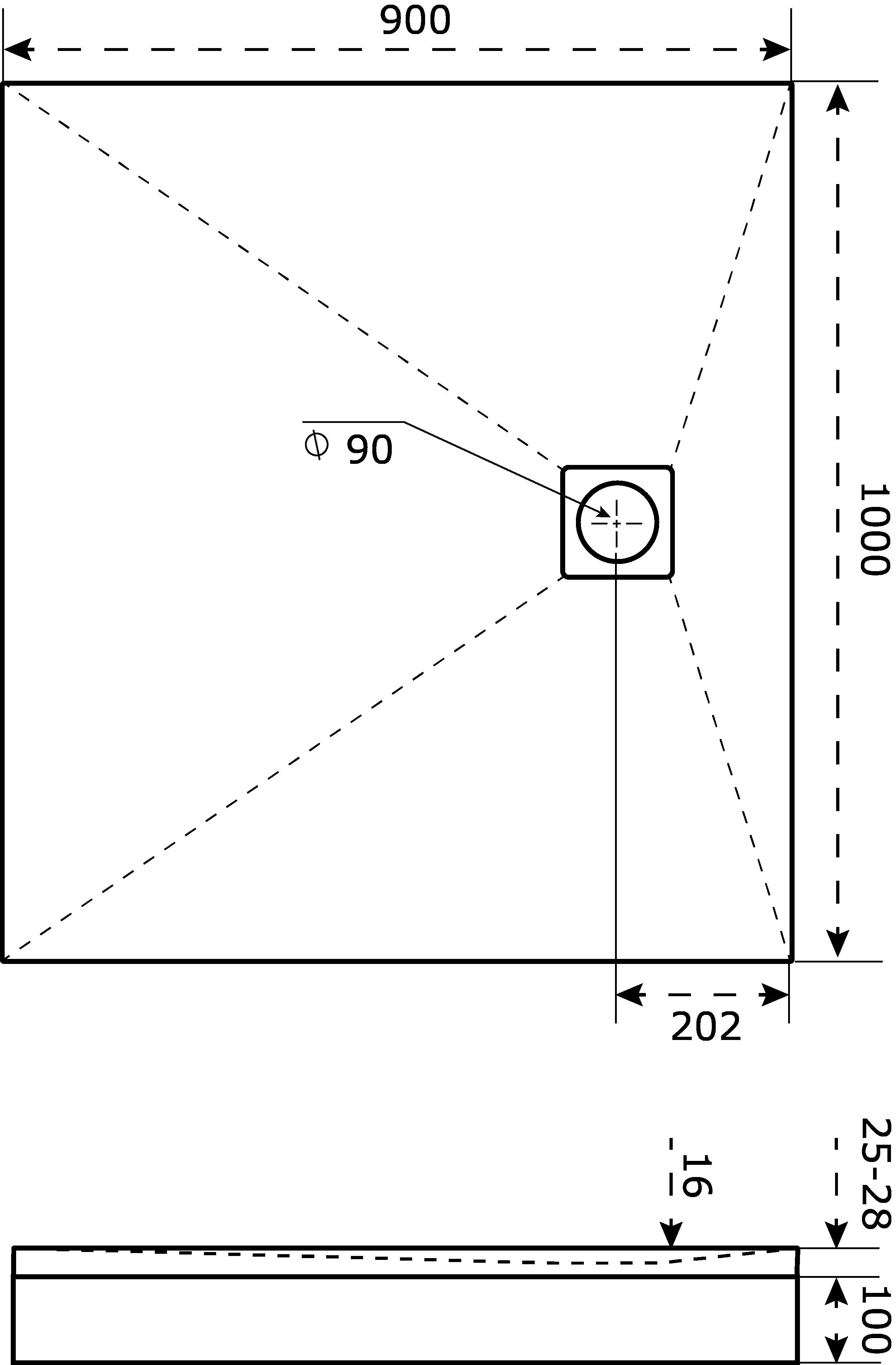 Поддон для душа Good Door Essentia 90x100, с сифоном, графит ЛП00220 - 3