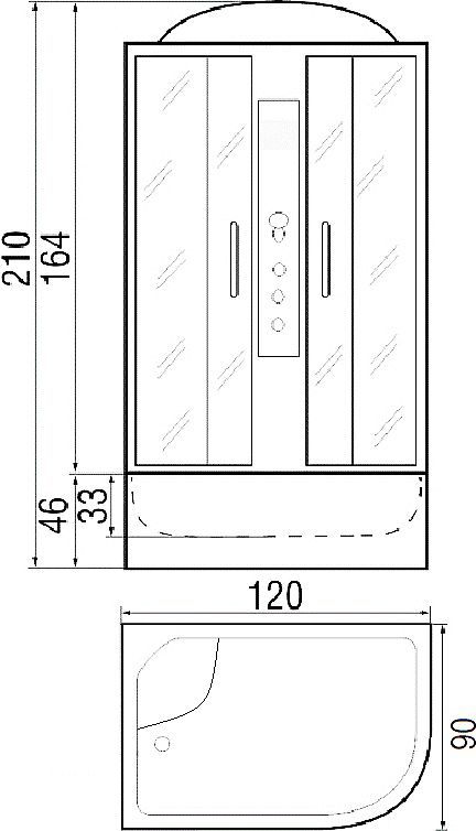 Душевая кабина с поддоном River Dunay 120/90/44 TH L  10000003134 - 1