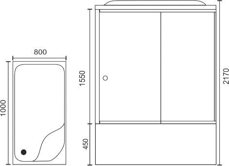 Душевая кабина Royal Bath BP 100х80 R профиль белый стекло матовое RB8100BP6-WC-R - 3