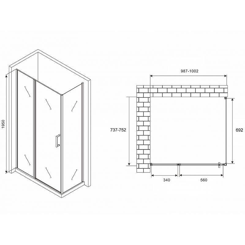 Душевой уголок Abber Sonnenstrand 100х75 хром стекло прозрачное AG04100S-S75 - 1