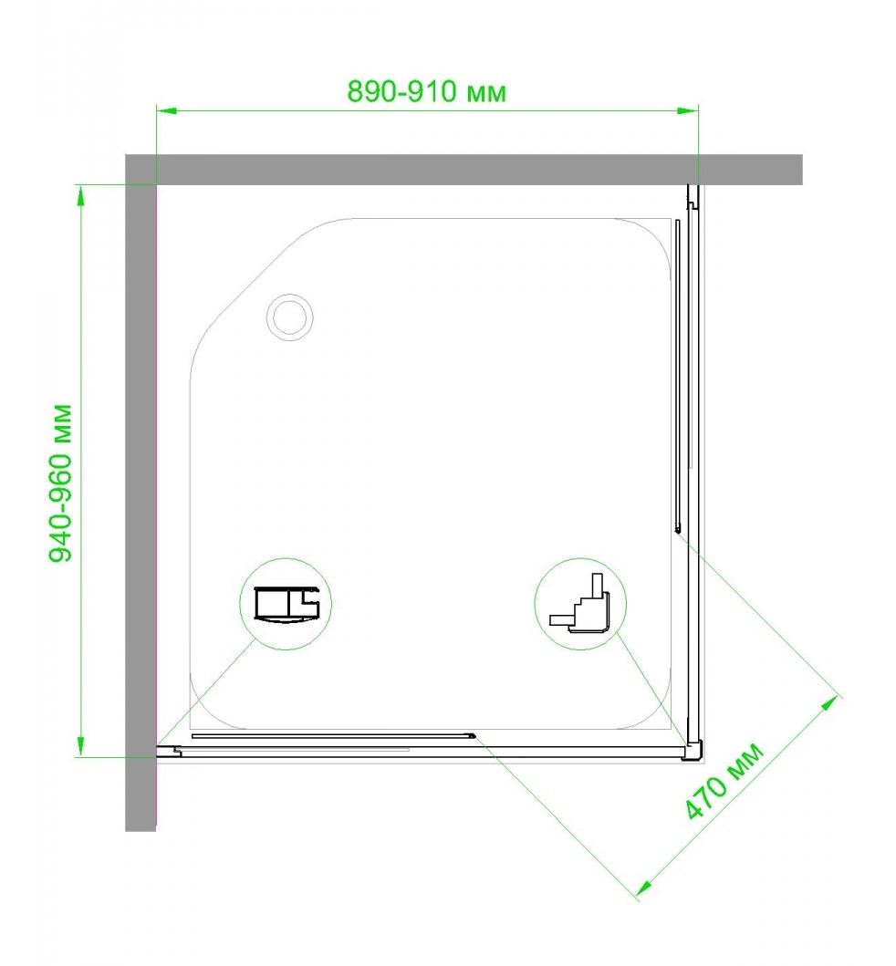 Душевой уголок Royal Bath HPD 90x95 профиль черный стекло прозрачное RB9095HPD-T-BL - 4