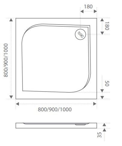 Поддон для душа Good Door Квадро 100 Грей (серый) ЛП00029 - 1