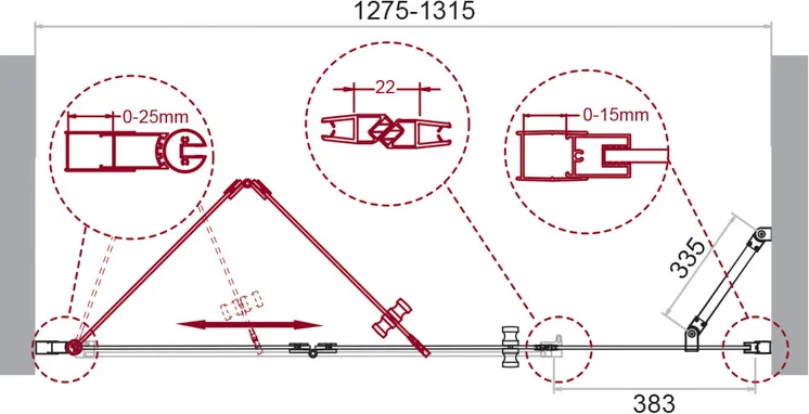 Душевая дверь BelBagno Albano 130(40+90)х195 профиль хром стекло прозрачное ALBANO-BS-13-40+90-C-Cr - 6