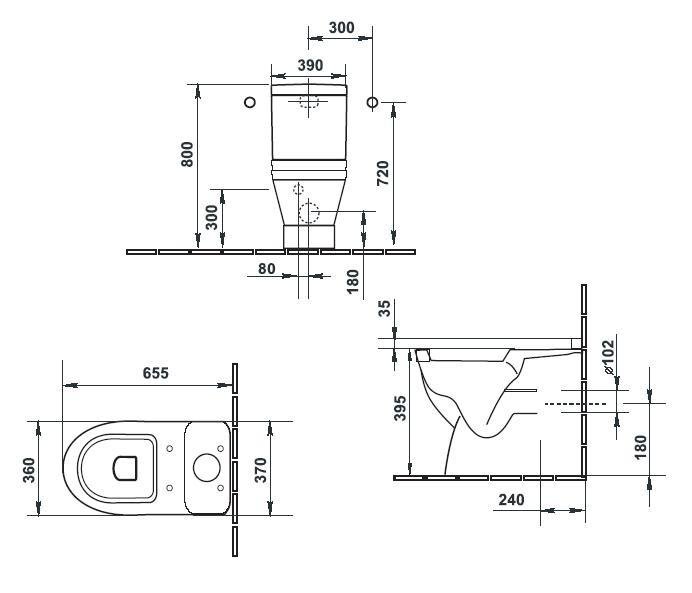 Чаша для напольного унитаза Duravit Starck 3 белый, без сиденья  0128090000 - 4