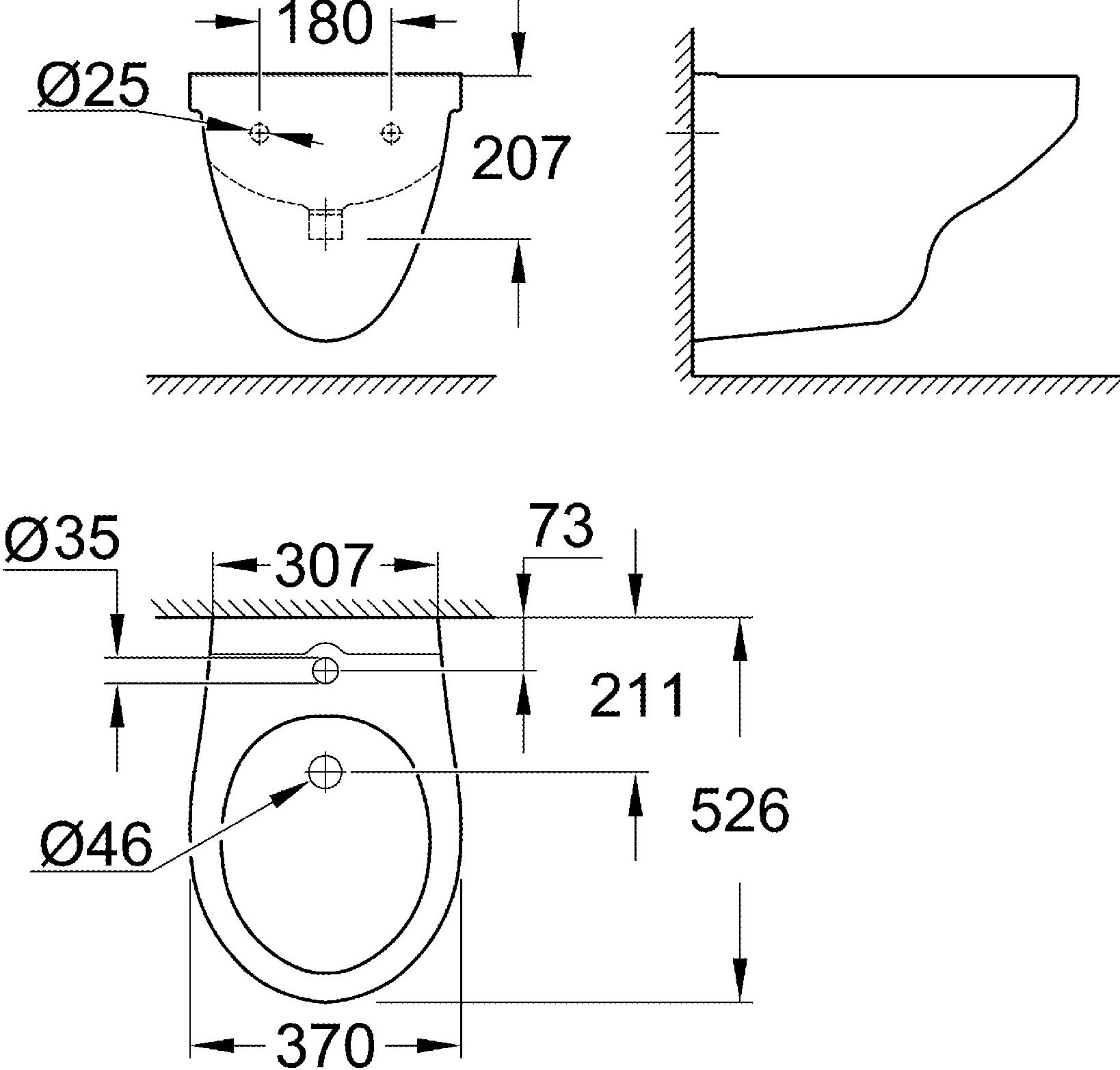 Биде подвесное Grohe Bau Ceramic 39433000 - 4