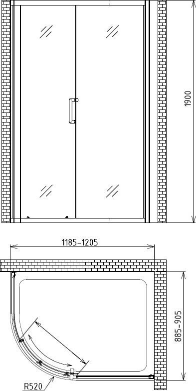 Душевой уголок Gemy  120.5x90.5 см  S30201 - 2